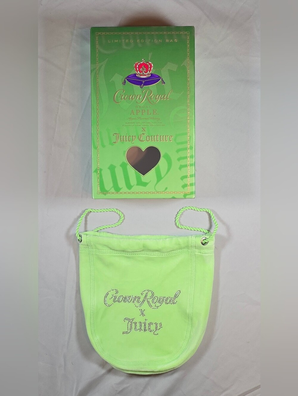 RARE Juicy Couture x Crown Royal Apple Box & Bedazzled Velour Pouch Set Y2K